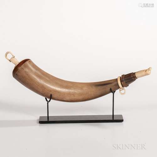 Powder Horn with Whale Ivory Mounts