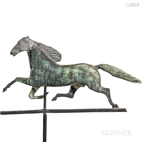 Molded Sheet Copper and Cast Zinc Running Horse Weathervane