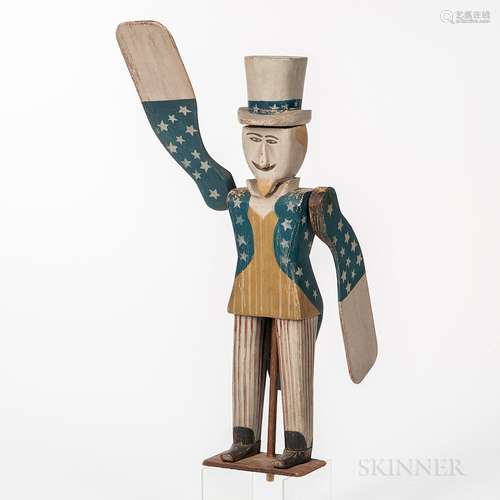 Carved and Painted Pine Uncle Sam Whirligig