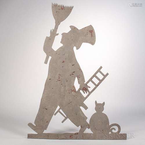 Sheet Iron Gray-painted Chimney Sweep Weathervane