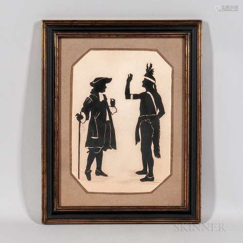 Silhouette Picture of William Penn Making a Treaty with an Indian