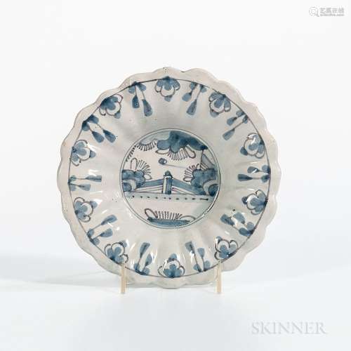 English Tin-glazed Earthenware Lobed Dish