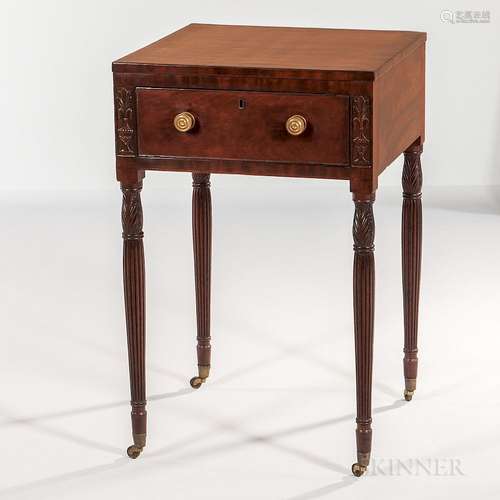 Carved Mahogany and Mahogany Veneer One-drawer Stand