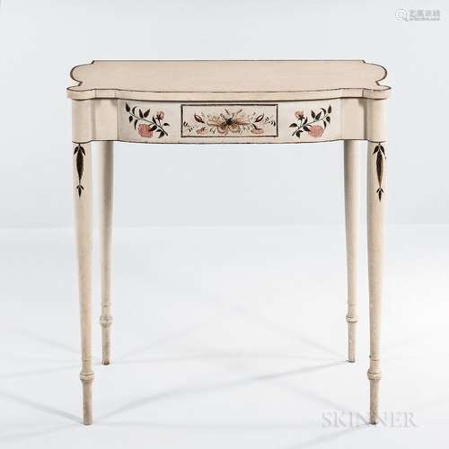 White-painted Floral-decorated Dressing Table