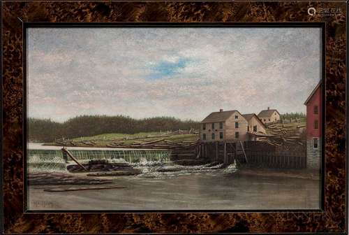 William Corning Stacy (Vermont, 1836-1919)  Mill Dam and Buildings