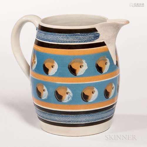 Mocha-decorated Pearlware Barrel-form Pitcher