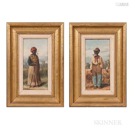 William Aiken Walker (South Carolina/Maryland, 1838-1921)  Two Works: Pair of African American Laborers