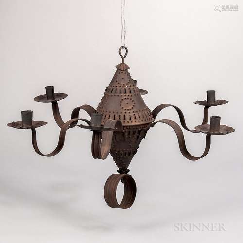 Pierced Tin Six-arm Chandelier