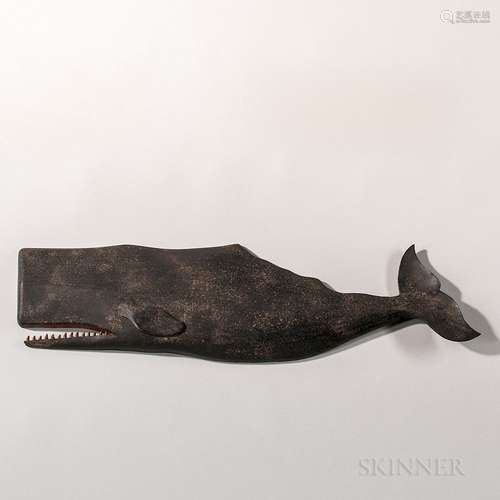 Large Carved and Painted Sperm Whale Plaque