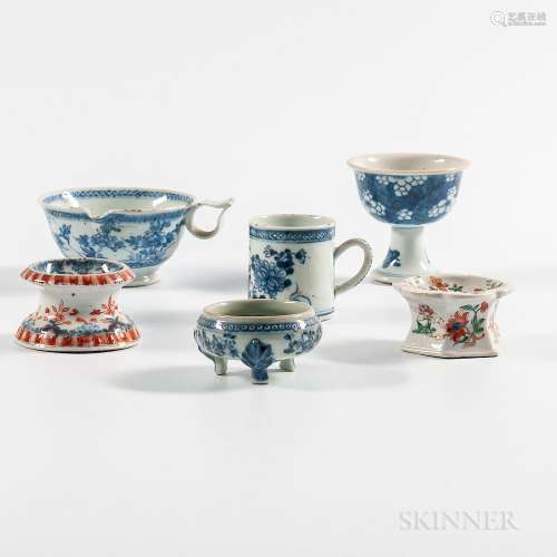 Six Export Porcelain Table Items