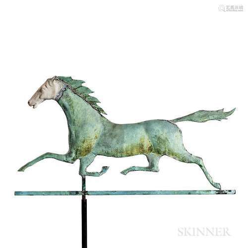 Molded Sheet Copper and Cast Zinc Trotting Horse Weathervane