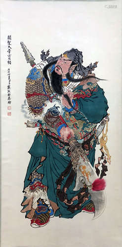 CHINESE SCROLL PAINTING OF WARRIOR