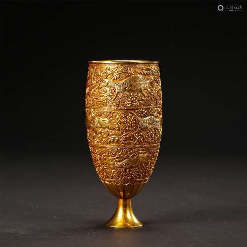 ARABIC PURE GOLD ANIMAL CUP NINETH CENTURY