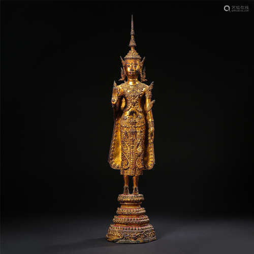 THAILAND GILT BRONZE STANDING BUDDHA