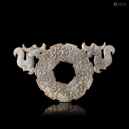 CHINESE NEPHRITE JADE DRAGON BI DISK