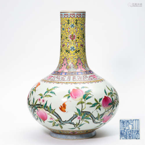 CHINESE PORCELAIN FAMILLE ROSE PEACH VASE