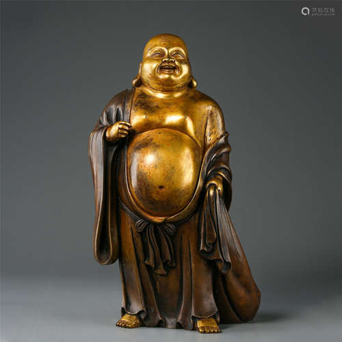 CHINESE GILT BRONZE STANDING BUDDHA