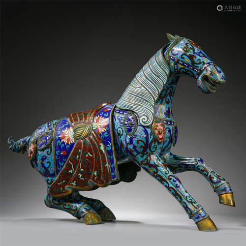 CHINESE CLOISONNE HORSE TABLE ITEM