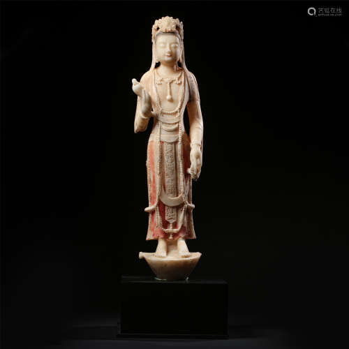CHINESE MARBLE STANDING GUANYIN NORTHERN QI DYNASTY