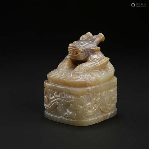 CHINESE NEPHRITE JADE DRAGON SEAL