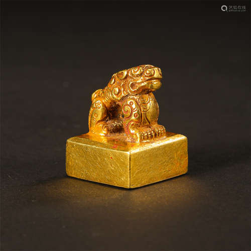 CHINESE PURE GOLD BEAST SEAL HAN DYNASTY