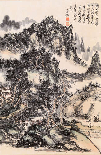 CHINESE SCROLL PAINTING OF MOUNTAIN VIEWS