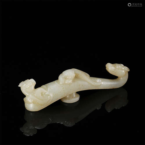 CHINESE WHTIE JADE DRAGON BELT HOOK