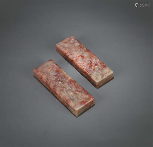 PAIR OF CHINESE SOAPSTONE PAPER WEIGHT