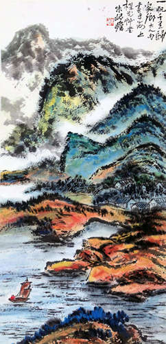 CHINESE SCROLL PAINTING OF MOUNTAIN VIEWS