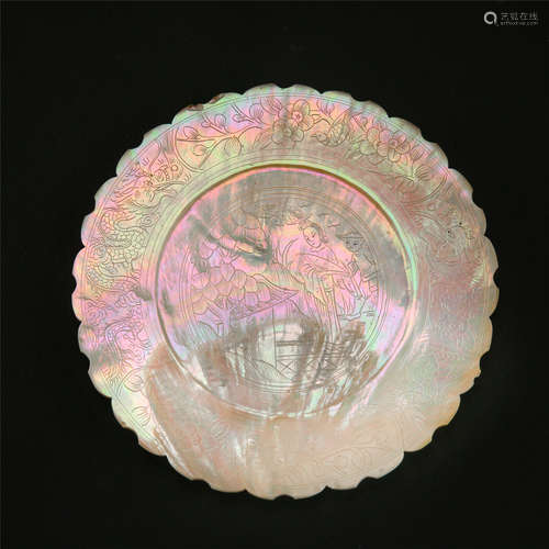 CHINESE MOTHER OF PEARL BEAUTY IN GARDEN PLATE