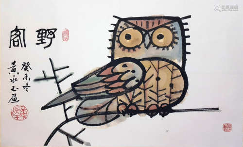 CHINESE SCROLL PAINTING OF OWL