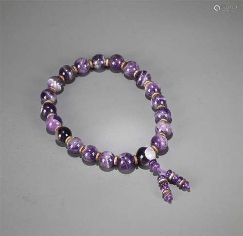 CHINESE PURPLE ROCK CRYSTAL BEAD BRACELET