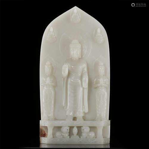 CHINESE WHITE JADE STANDING GUANYIN