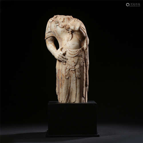 CHINESE MARBLE STANDING BUDDHA NORTHERN QI DYNASTY