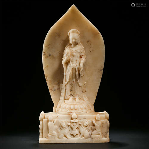 CHINESE MARBLE STANDING GUANYIN NORTHERN QI DYNASTY