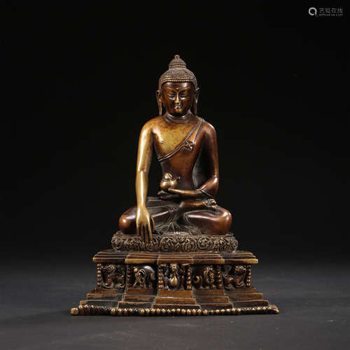 CHINESE GILT BRONZE SEATED BUDDHA