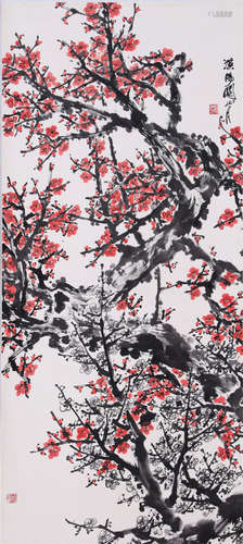 CHINESE SCROLL PAINTING OF PLUM BLOSSOMMINGS