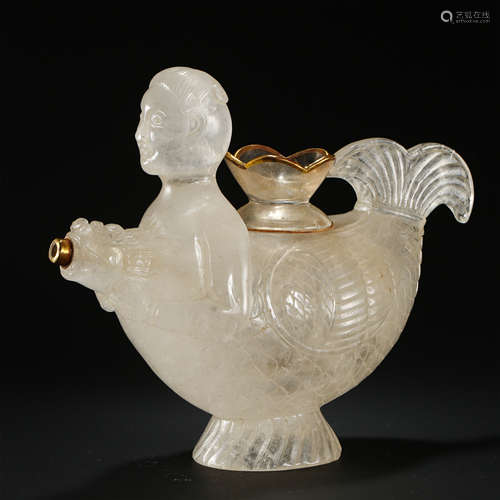 CHINESE ROCK CRYSTAL CHICKEN TEA POT