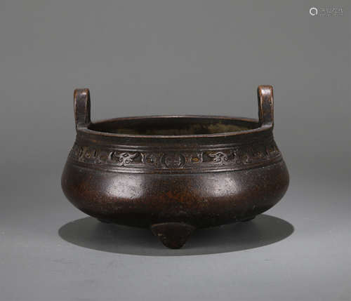 CHINESE BRONZE TRIPLE FEET CENSER