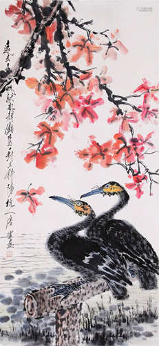 CHINESE SCROLL PAINTING OF BIRD AND FLOWER