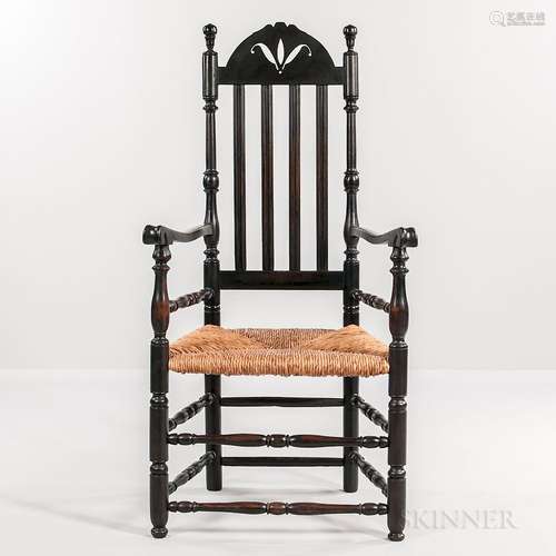 Black-painted Bannister-back Armchair