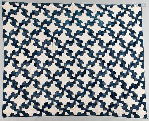 Hand-stitched Blue and White Quilt