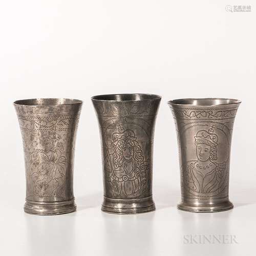 Three Early Dutch Commemorative Beakers