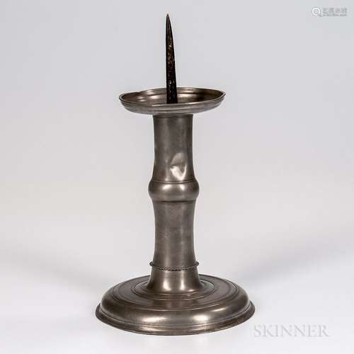 Large Early 18th Century Pewter Pricket Candlestick