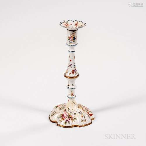 Tall Battersea Enamel Candlestick