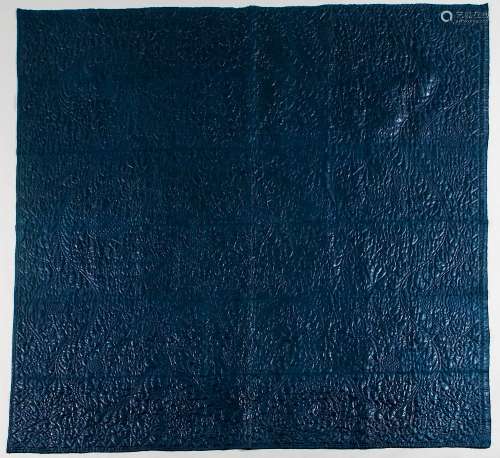 Blue Calamanco Quilted Coverlet