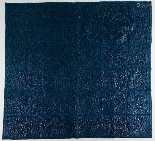 Blue Calamanco Quilted Coverlet