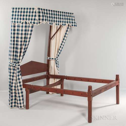 Red-painted Maple Quarter Canopy Bed