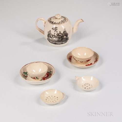 Five Staffordshire Creamware Table Items