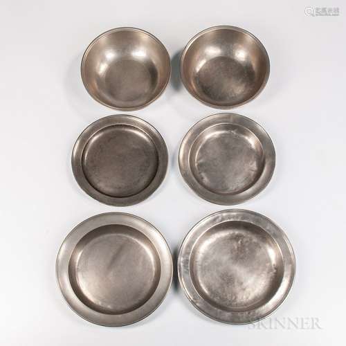 Six American Pewter Table Items